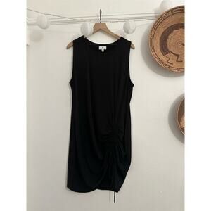 Socialite Women's 2X Black Sleeveless Ruched Midi Dress Casual